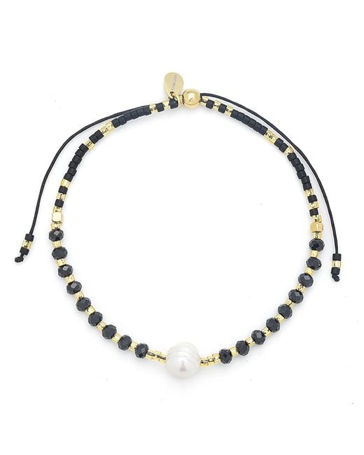 KAMARIA Blue Lumira Mini Pearl & Gemstone Adjustable Bracelet With Miyuki Beads