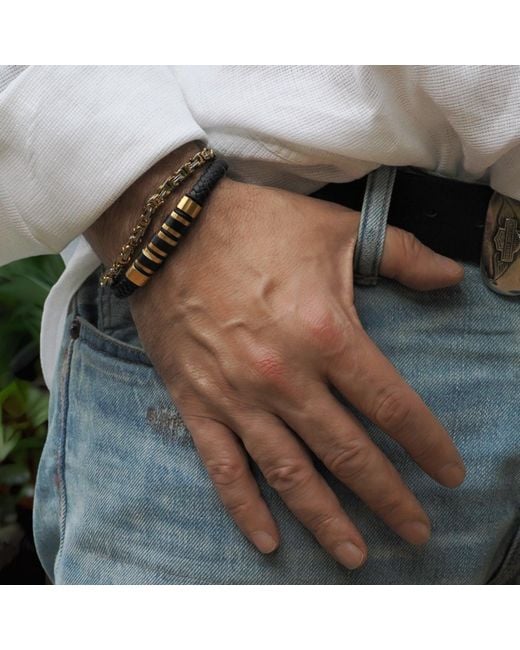 Ebru Jewelry Black Style Fashion Leather & Bracelet for men