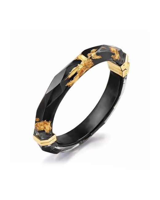 Gold & Honey Black 24K Leaf Lucite Bangle