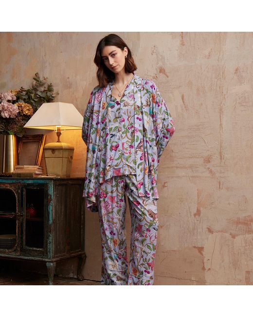 Fable England Purple Tree Of Life Vintage Short Kimono