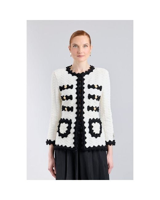 The Extreme Collection Black Monochrome Structured Knit Jacket