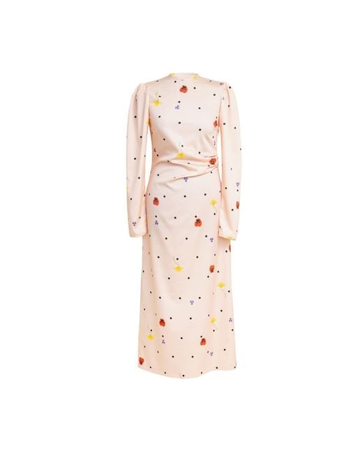 RainSisters Pink Long Sleeve Midi Dress: Peach Blossom
