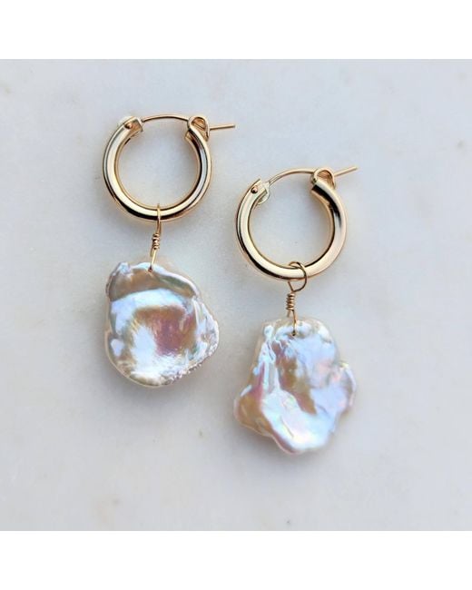 Kiri & Belle Blue Clemmie Petal Pearl Filled Earrings