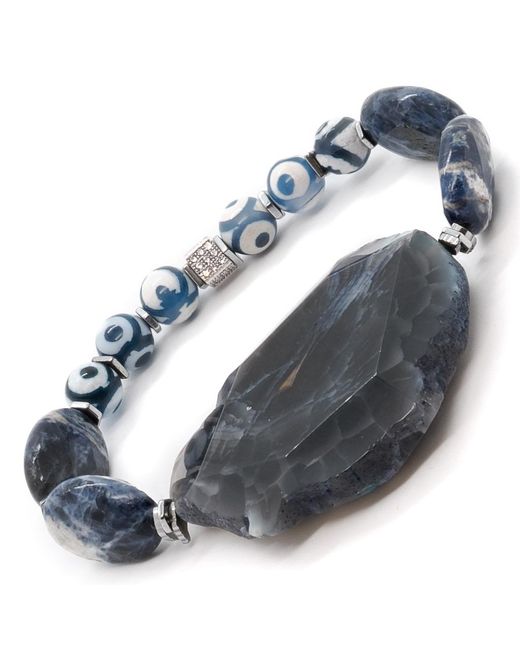 Ebru Jewelry Blue Natural Agate Stone Emotional Balance Bracelet