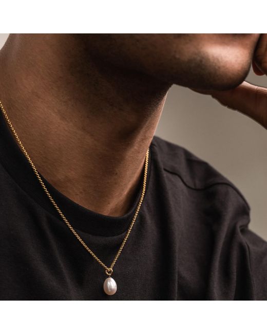 Dower & Hall Metallic Oval Pearl Necklace for men