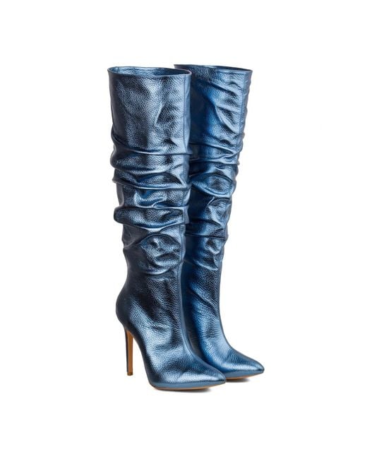 Ginissima Blue Metallic Leather Eva Boots