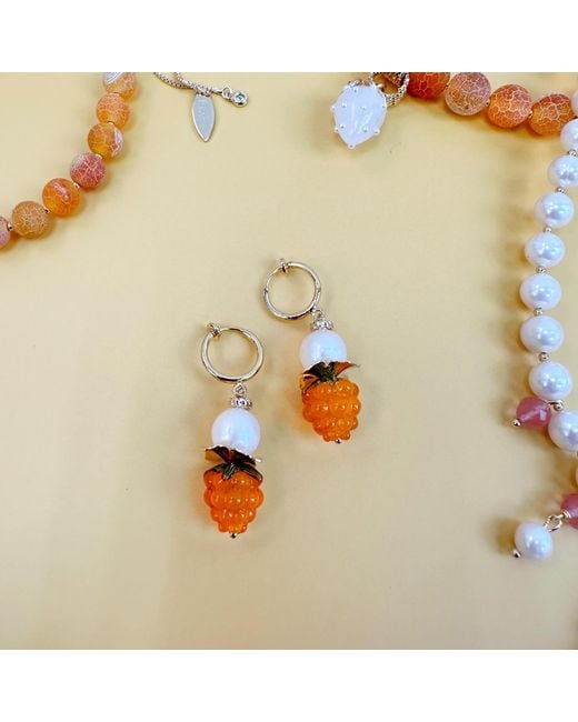 Farra White Pearls With Raspberry Clip-On Earrings
