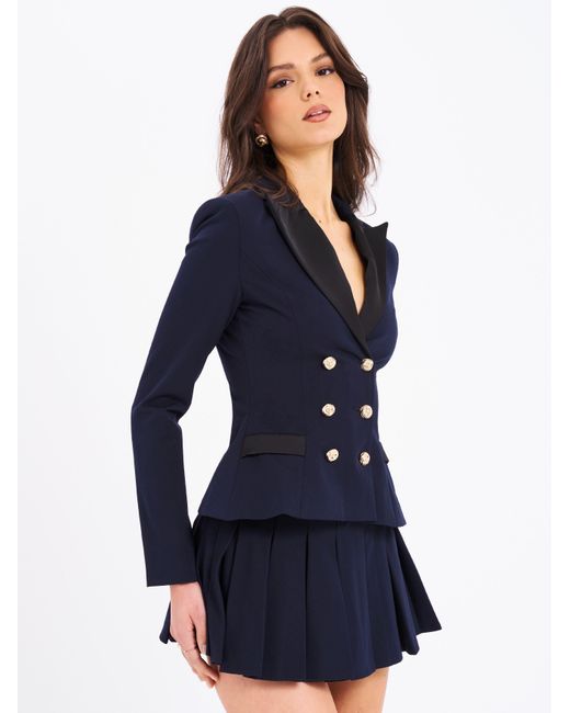 Miss Circle New York Blue Nasia Double Breast Backless Blazer