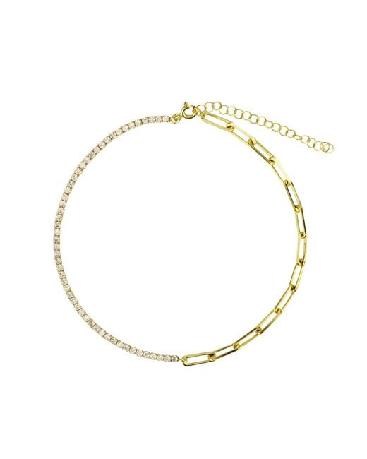 SHYMI Metallic Half Tennis Half Paper Clip Anklet