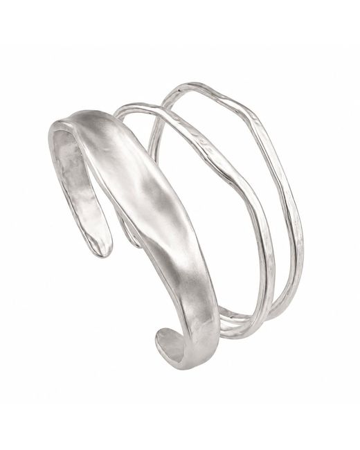 Rare Matters Jewelry Metallic Organic Sculpted Semi Matte Bangle Set Of Three