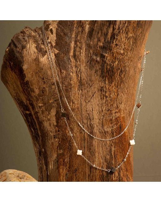 Shaded the Label Metallic Roisin Shell Layered Necklace