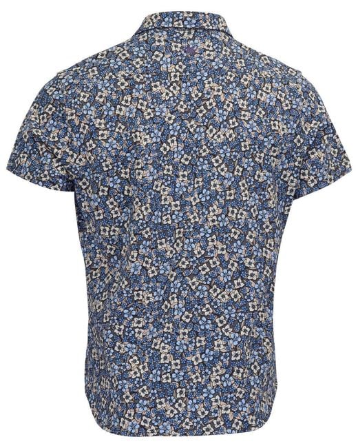 Lords of Harlech Blue Todd Floral Field Knit Shirt for men