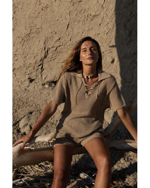 SALANIDA Natural Coco Lace Shorts Sand