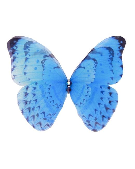 Oana Savu Blue Silk Butterfly Hair Clip Barrette Wedding Accessory