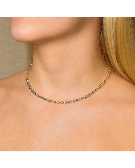 Nellou Jewellery Metallic Labradorite Gem Shine Necklace Sterling