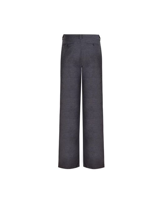 Gunda Hafner Ltd Blue Dark Mid Rise Straight Leg Merino Trousers