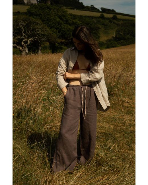 Solpardus Brown Atti Umber Linen Trousers