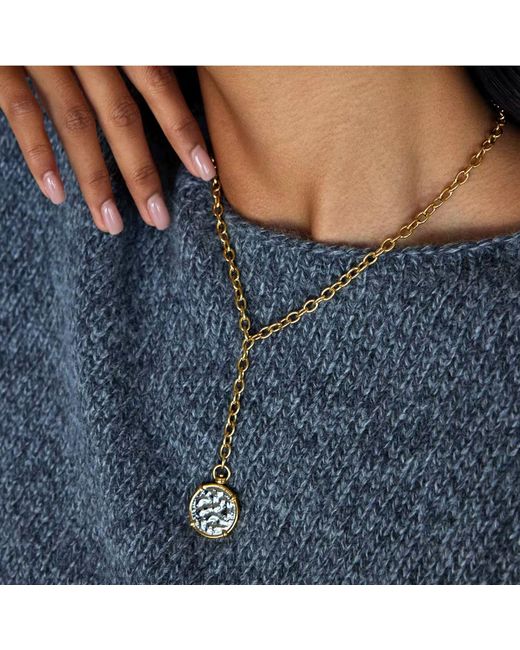 Olivia Le Metallic Reversible Two Tone Coin Lariat Necklace