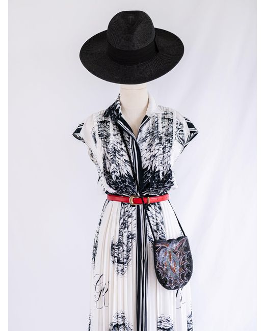 Sugar Cream Vintage Vintage White Mandarin Collar Pintex Detail Chiffon Midi Dress