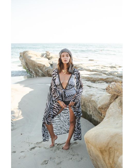 Jennafer Grace Metallic Zebra Queen Kimono