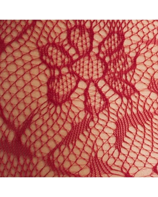 HIGH HEEL JUNGLE by KATHRYN EISMAN Red Venise Lace Fishnet Tights