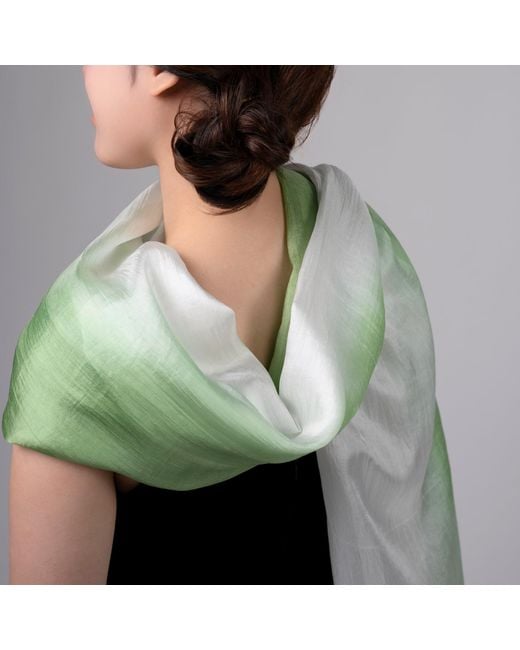 Silk and Bears Green To Ombre Mulberry Silk Scarf – Handmade & Hand-Dyed