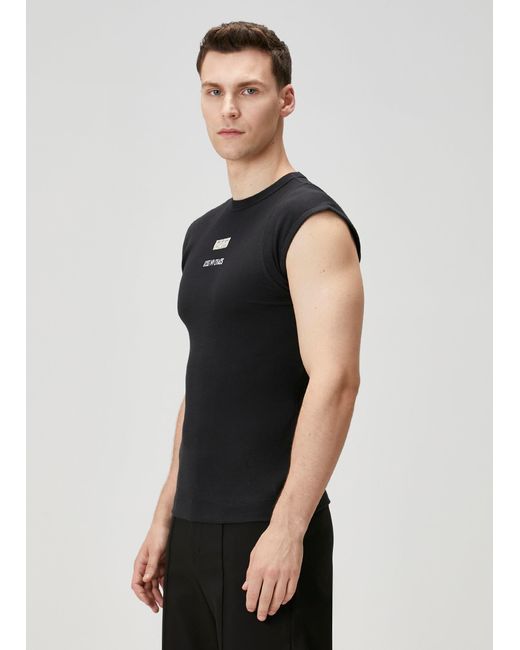 Pcfg Black Rib Tank Top With Patch for men