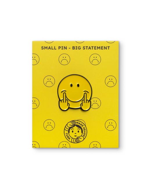 Make Heads Turn Yellow Enamel Pin Middle Fingers Up