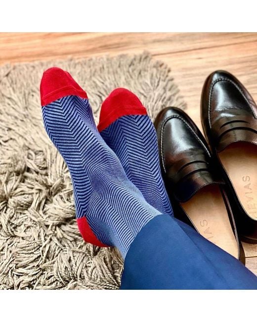 Peper Harow - Made in England Blue Lux Taylor Tie & Socks Groom's Set for men