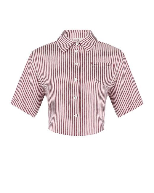 Pcfg Red Free Heaven Striped Crop Shirt