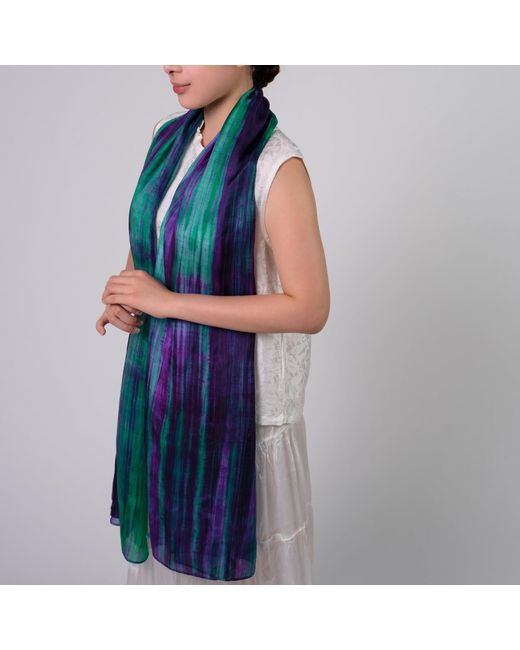 Silk and Bears Green Emerald & Brushstroke Silk Scarf – Hand-Dyed Mulberry Silk
