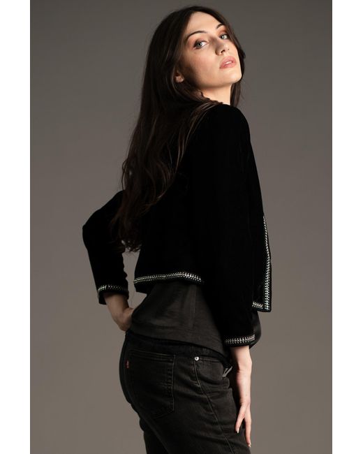 Little Lies Black Metal Guru Studded Velvet Jacket