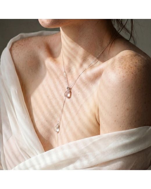 Ormiro Metallic Rain Lariat Necklace