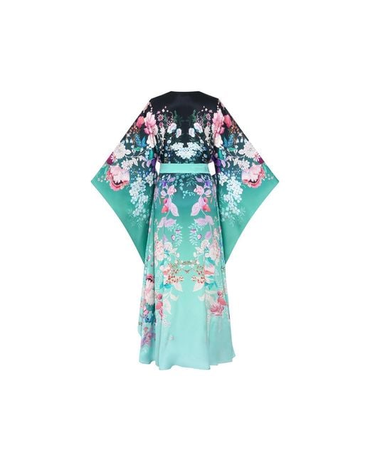 Meng Blue Ombre Silk Satin Warp Dress