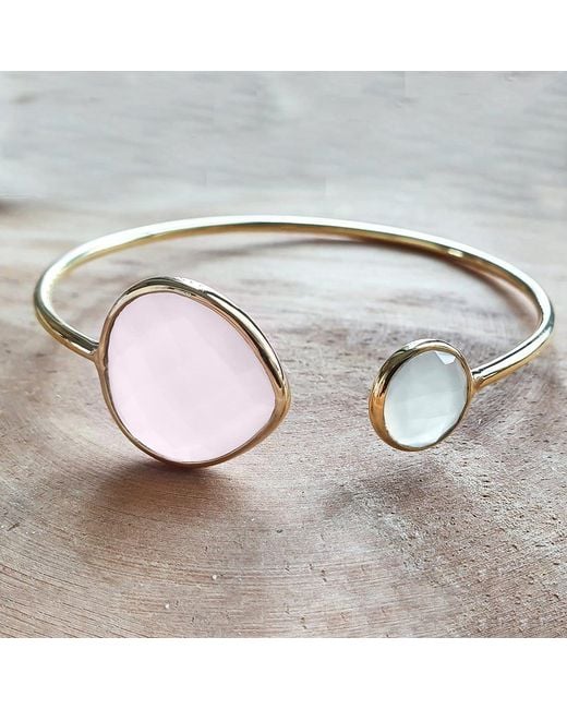 Harfi Metallic Vermeil & Chalcedony Gemstone Crystal Bracelet