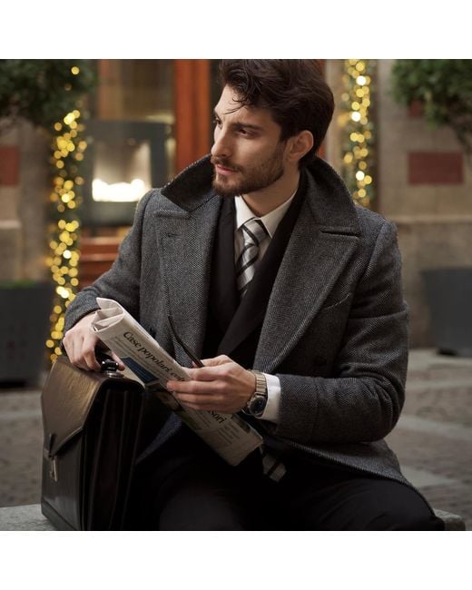 Time Resistance Black Classic Design Leather Briefcase for men