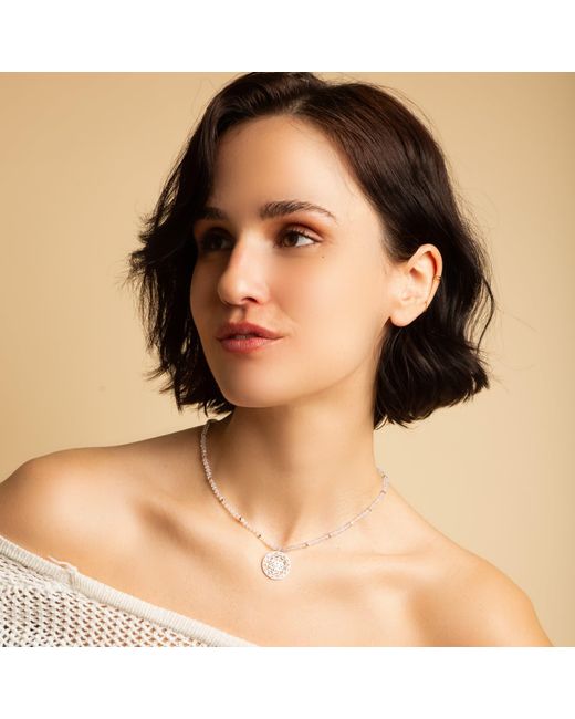 Seven Saints Metallic Sri Yantra Harmonious Energy Necklace, Opal
