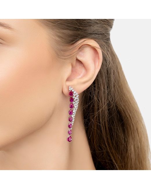 Latelita London Pink Baroness Gemstone Drop Earrings Ruby