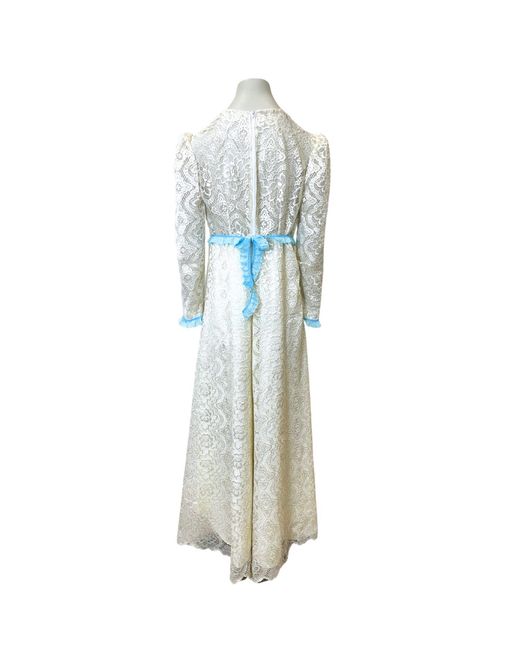 Couture to Your Door Blue Neutrals Ivory Boho Lace Wedding Party Dress