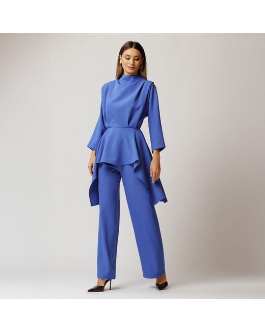 concept A trois Blue Elegant Wide Leg Pants