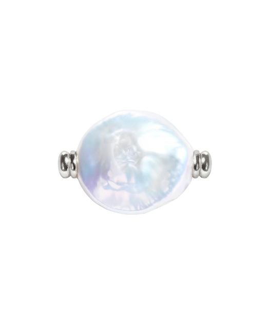 Ora Pearls Metallic Auria Coin Pearl Chain Ring