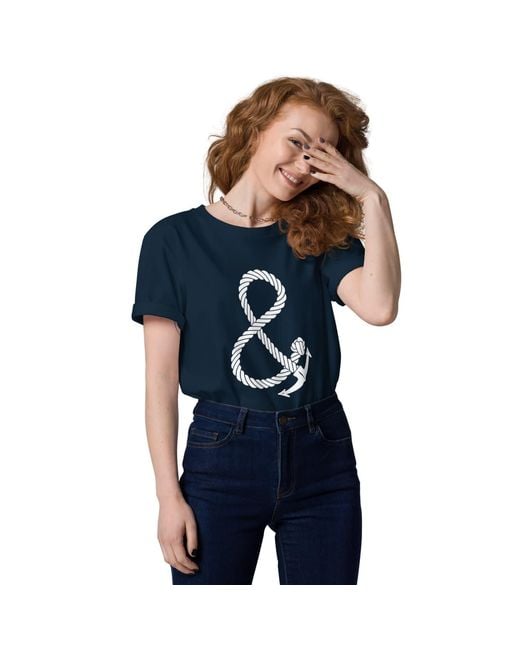 Anchor and Crew Blue Oversized Ampersand Signature Organic Cotton T-Shirt