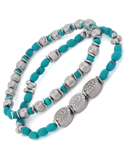 Ebru Jewelry Blue Sea Soul Hematite & Bracelet Set for men