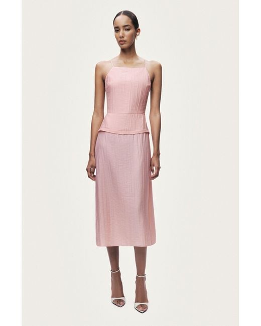 Nocturne Pink Spaghetti Strap Midi Dress