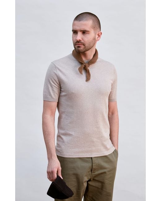 Paul James Knitwear Brown Cotton Garter Knit Fynn Mini Neckerchief