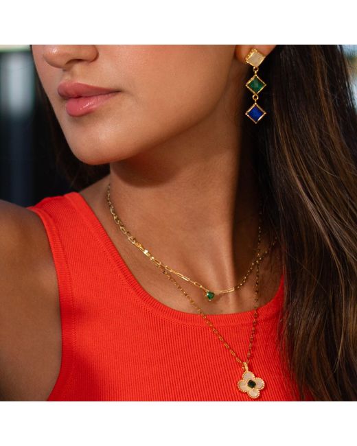Ebru Jewelry Metallic Emerald Heart Minimalist Necklace