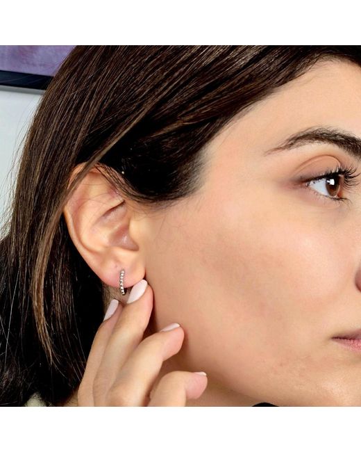 Harfi Metallic Dainty Beaded Huggie Hoop Sterling Earrings