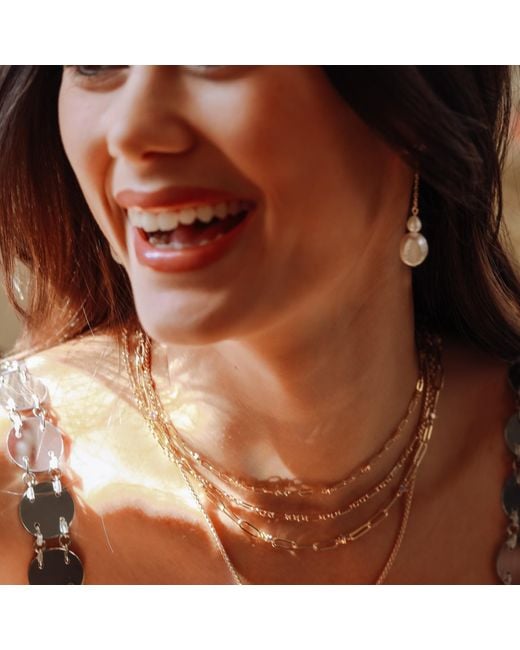 Leeada Jewelry Metallic Finley Drop Earrings Pearl