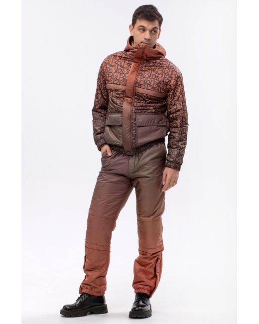 Maison Bogomil Brown Down Jacket With Original Print for men