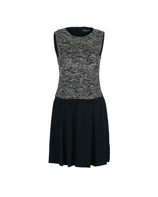 Conquista Black Sleeveless Knit Dress With Solid Colour Detail